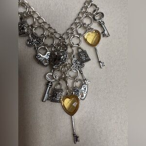 Silver and Gold Heart Key Necklace